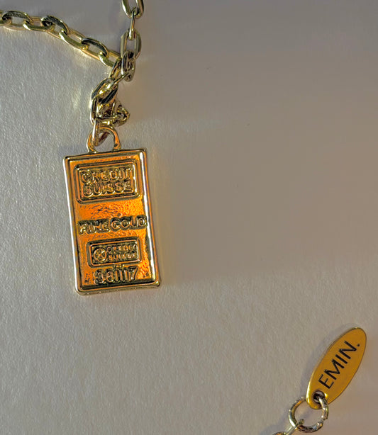 Gold Bar Coin Necklace