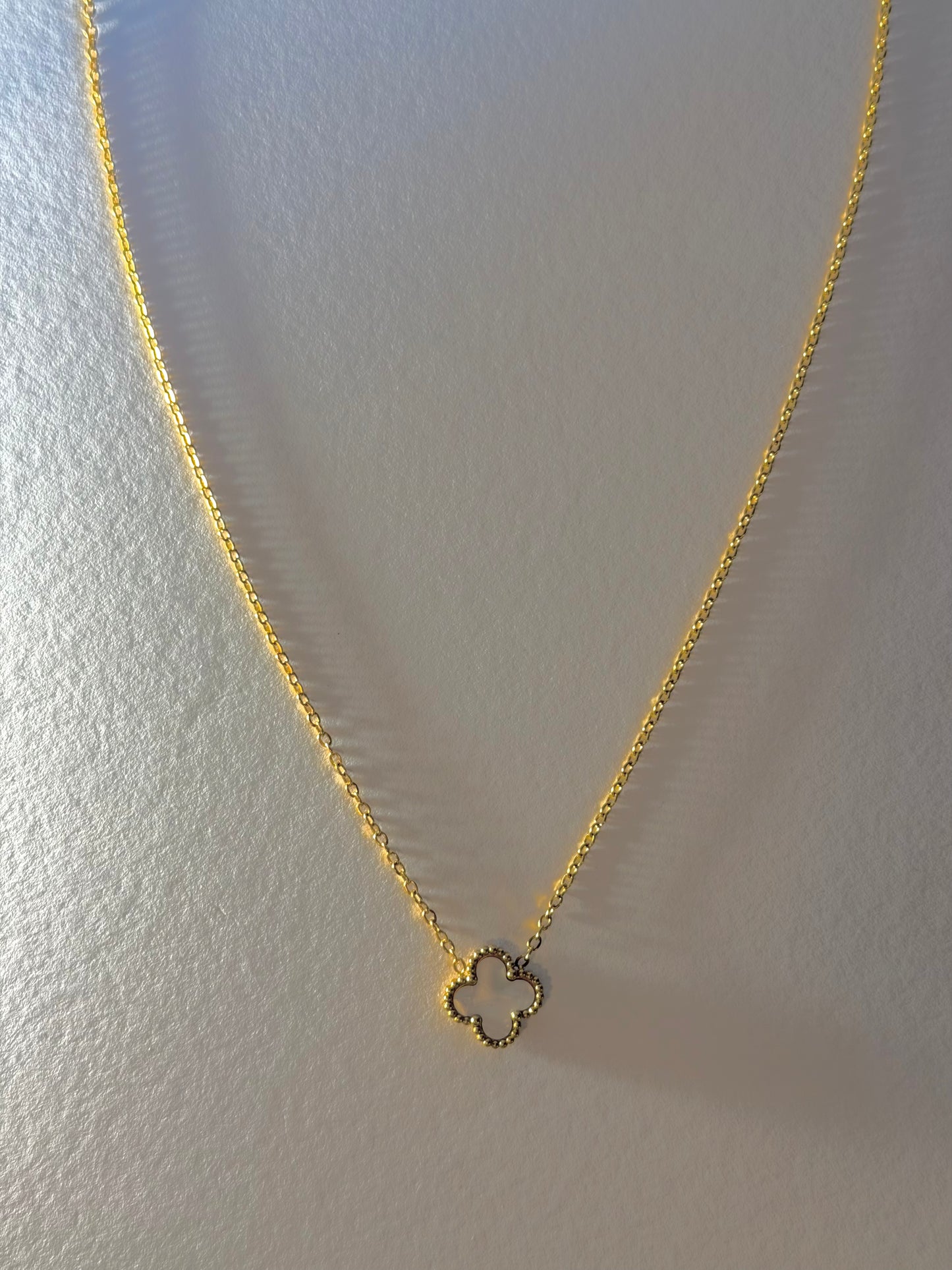 Gold & White Clover Necklace