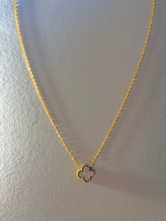Gold & White Clover Necklace