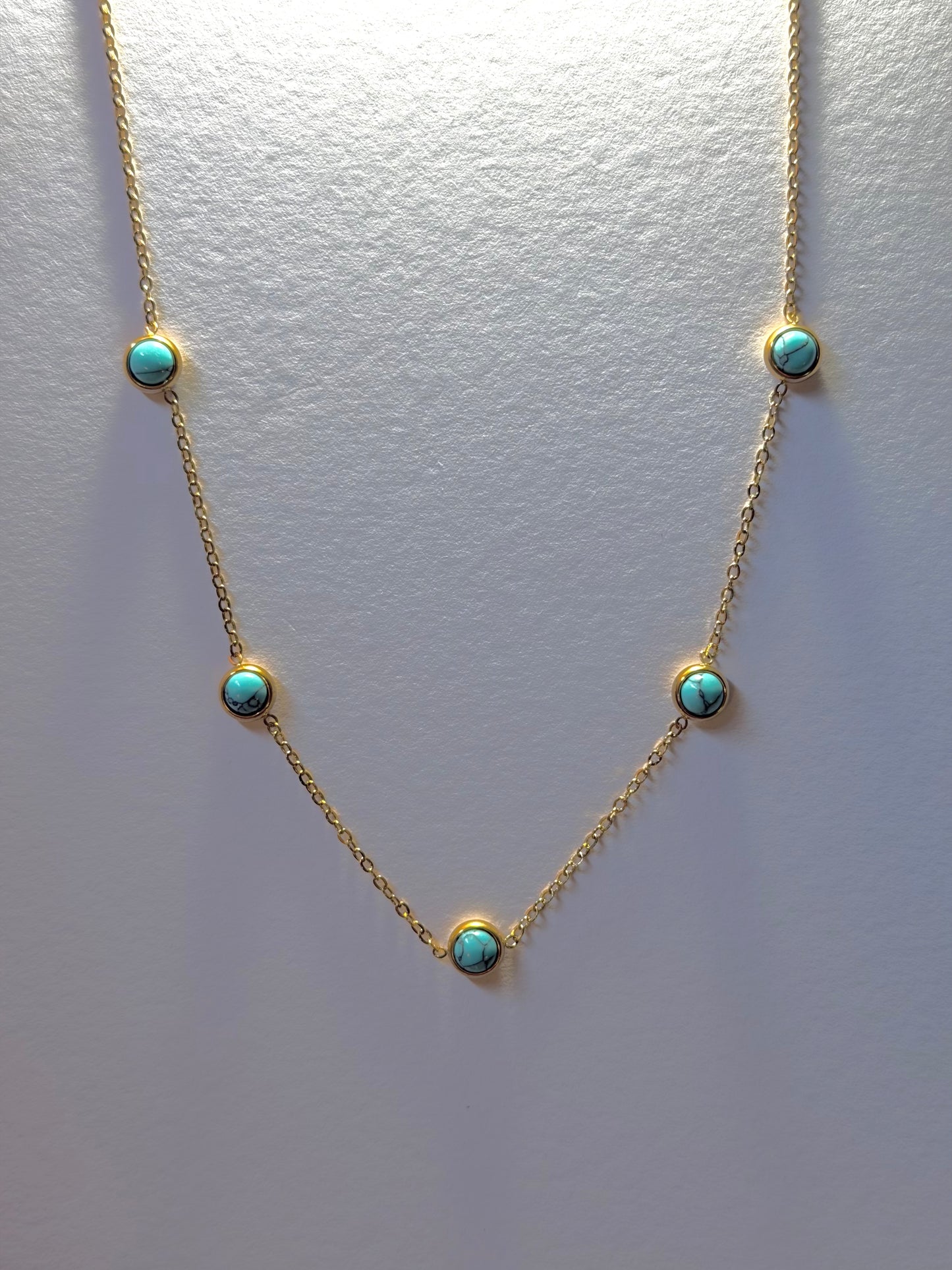 Gold Turquoise Stone Set | Necklace & Earrings