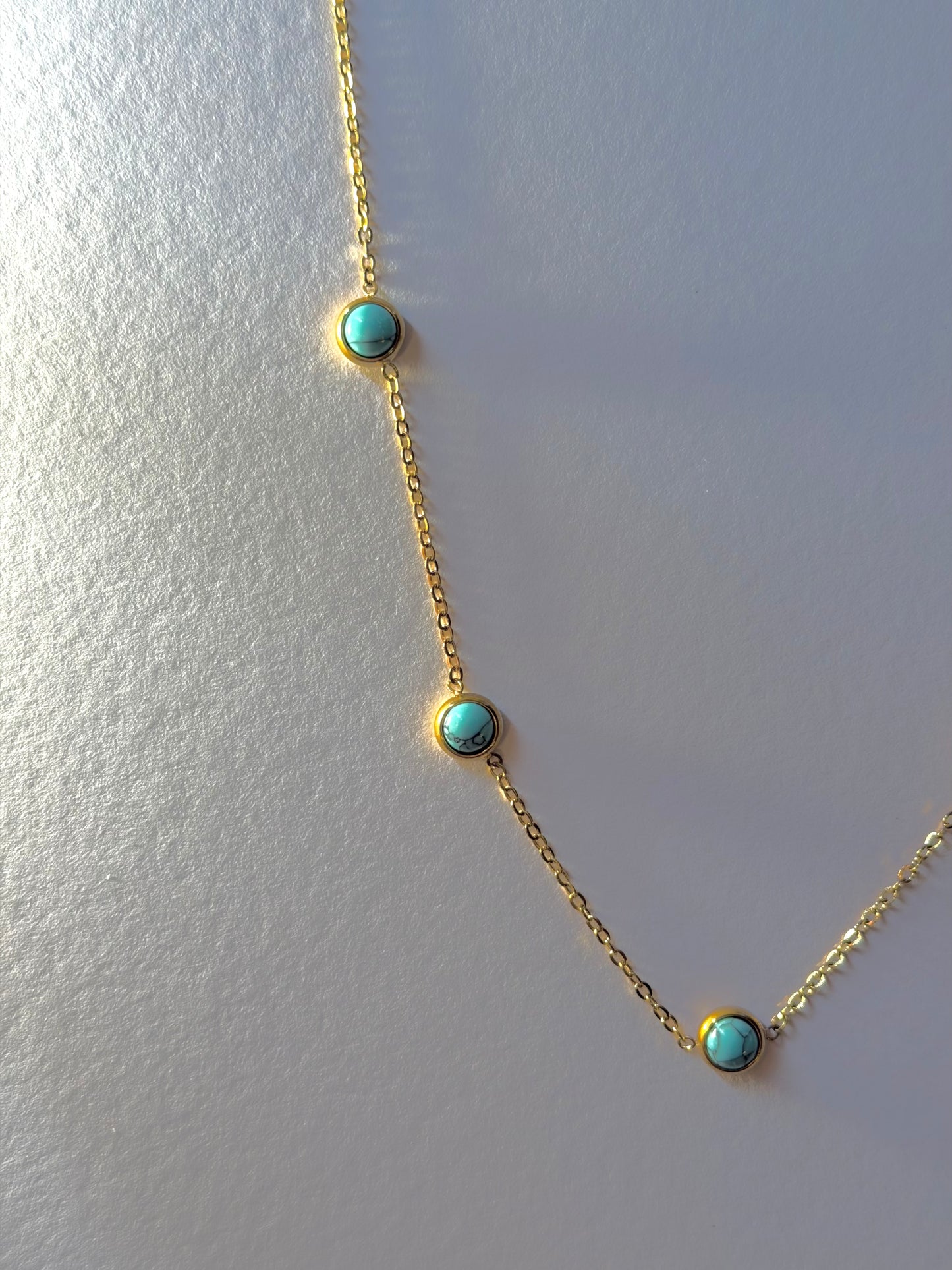 Gold Turquoise Stone Set | Necklace & Earrings