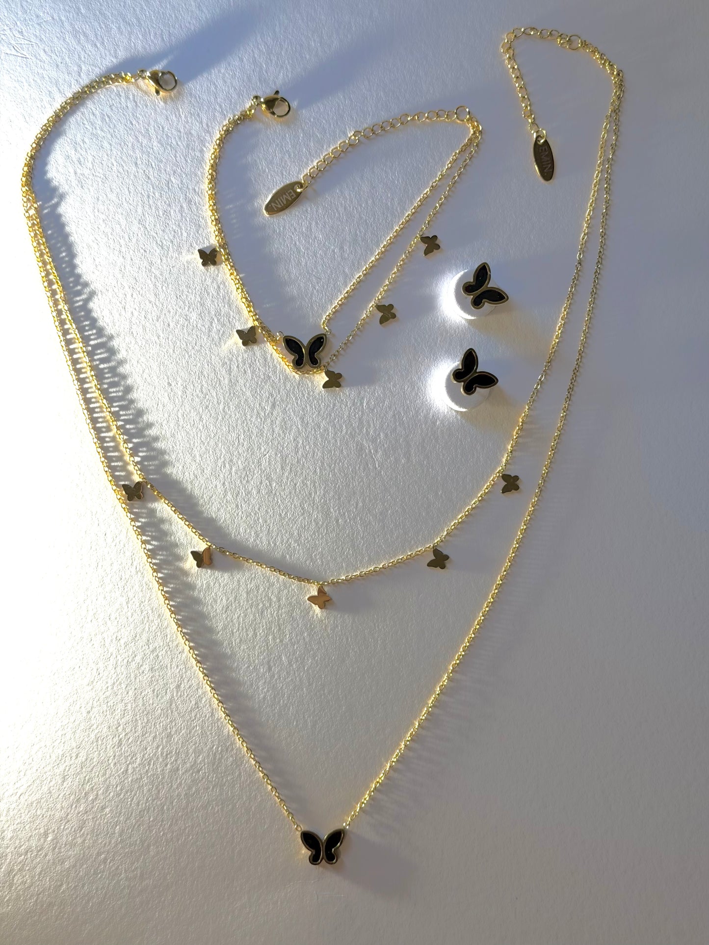 Gold Double Butterfly Set | Necklaces, Bracelet & Earrings