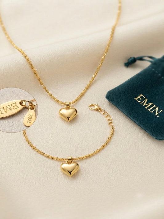 Heart Necklace & Bracelet Set