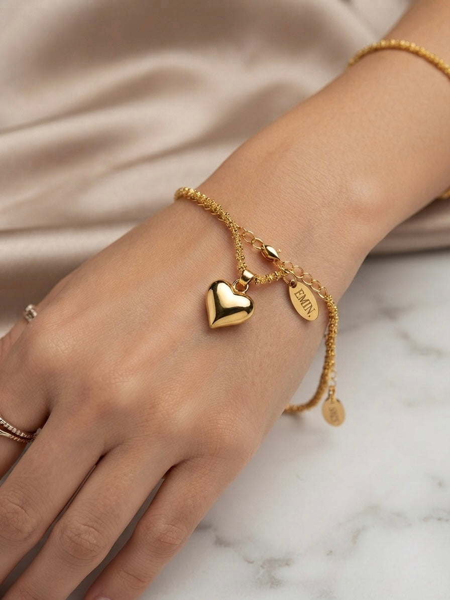 Heart Necklace & Bracelet Set
