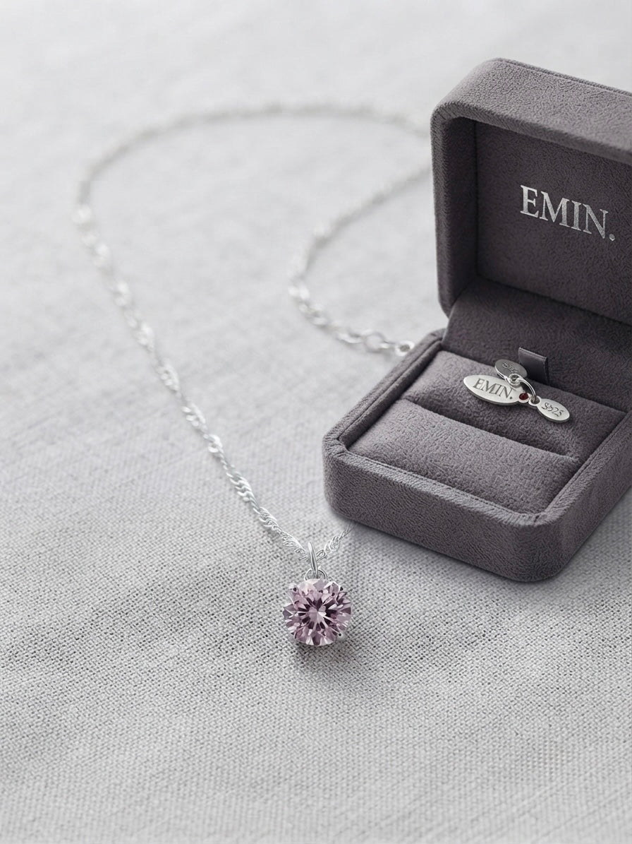 Moissanite pendant necklace with EMIN. box