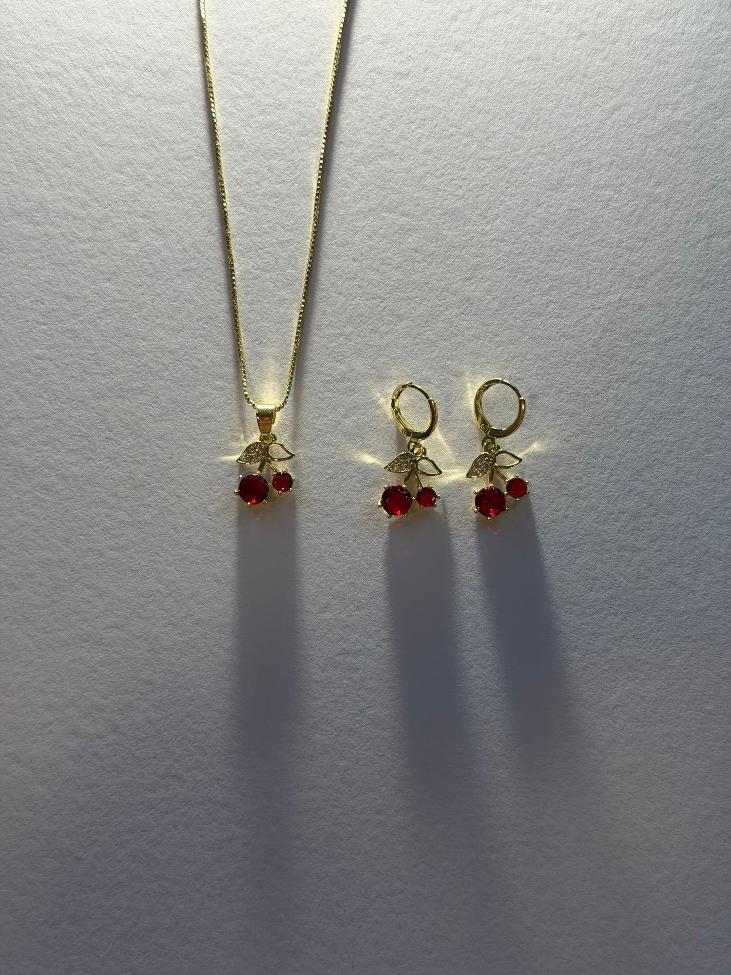 Cherry Necklace & Earrings Set by EMIN.